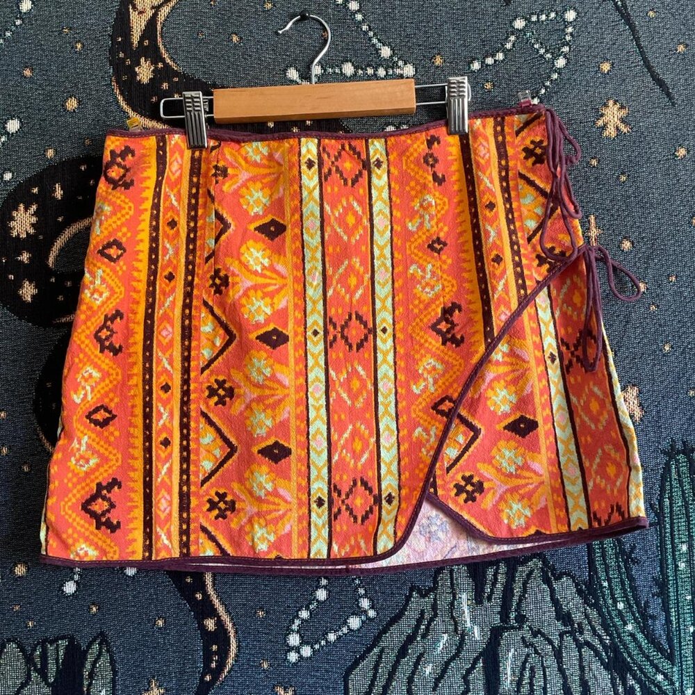 Free People Cleo Printed Wrap Skirt 8